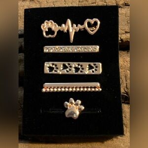 Gold and Silver Paw Print Watchband Charm Set